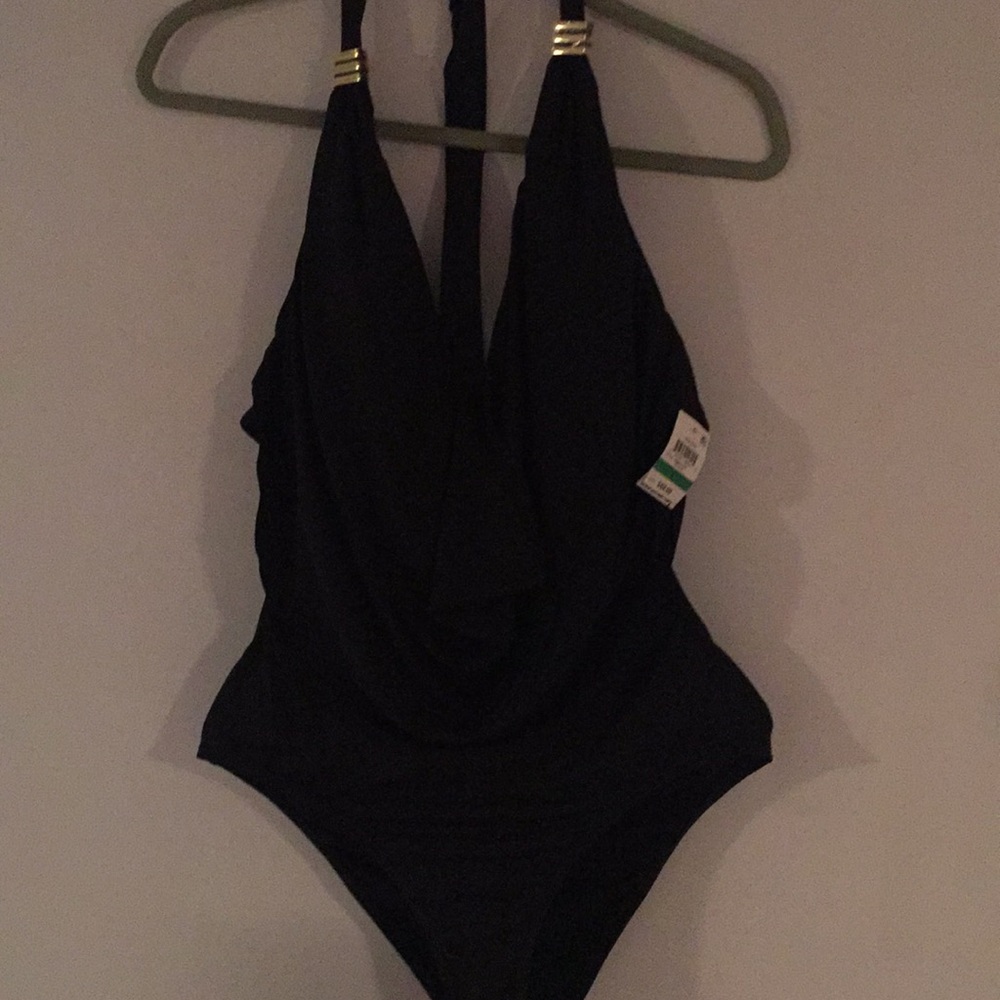 Draped monokini one-piece swimsuit